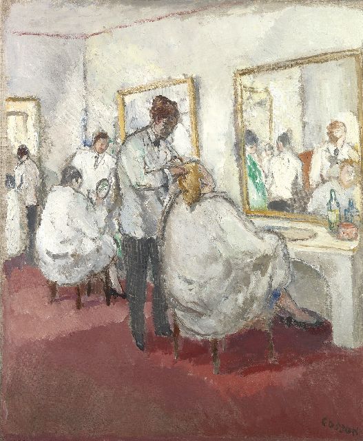 Cosson J.L.M.  | Salon de coiffure, oil on canvas 65.4 x 54.4 cm, signed l.r. and dated on the stretcher 1930/31