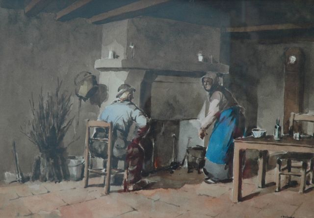 Bognard A.L.  | At the chimney, watercolour on paper 36.4 x 51.0 cm, signed l.r.