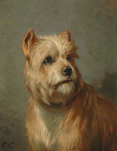Conradijn Cunaeus | Portrait of a dog, oil on panel, 19.0 x 14.7 cm, signed l.l. with initials
