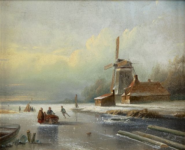 Parré M.  | A winter landscape with skaters, oil on panel 23.5 x 29.4 cm, signed l.r.