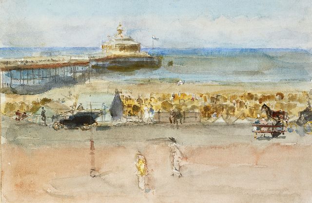 Israels I.L.  | A sunny day on the Scheveningen boulevard, watercolour and gouache on paper laid down on board 33.7 x 50.6 cm, painted 1915-1919