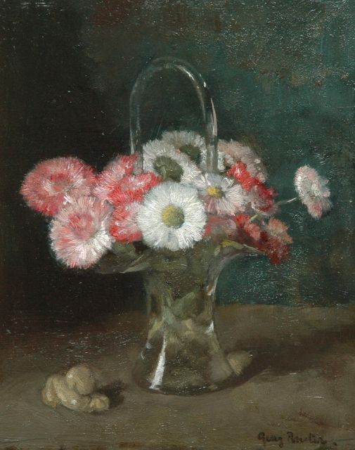 Rueter W.C.G.  | Flowers in a glass vase, oil on panel 23.6 x 19.5 cm, signed l.r.