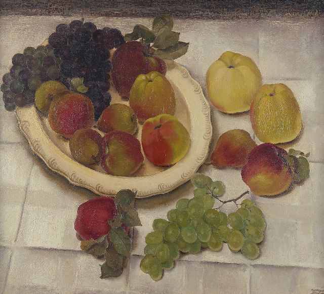 Meurs H.H.  | A still life with grapes and apples, oil on canvas 65.1 x 73.2 cm, signed l.r. and on the reverse and dated 1932