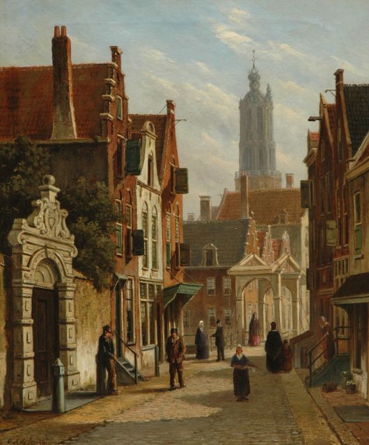 Jongh O.R. de | A Dutch town view of  Amersfoort, oil on canvas 54.2 x 44.5 cm, signed l.l.
