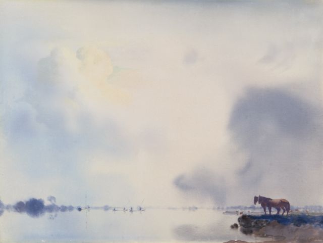 Voerman sr. J.  | A view of the river IJssel near Hattem, oil on panel 34.9 x 47.0 cm, signed l.r.