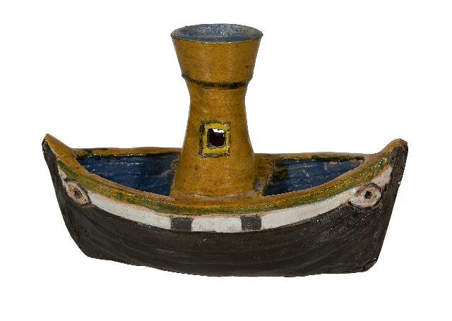 Harm Kamerlingh Onnes | A steamer, glazed pottery, 13.5 x 20.0 cm, signed with monogram on the bottom and dated '62 on the bottom
