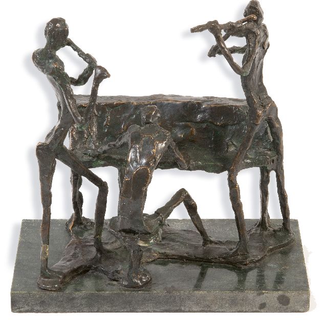 Jits Bakker | the concert, bronze, 21.0 x 21.1 cm, signed on the base with initials