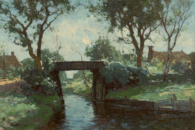 Bodifée J.P.P.  | Ditch with a bridge, Giethoorn, oil on canvas laid down on board 29.4 x 43.3 cm, signed l.l.