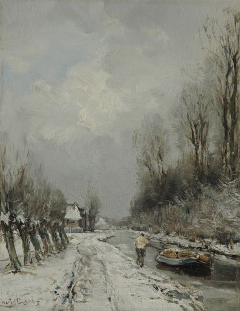 Apol L.F.H.  | A canal in the snow, oil on panel 28.1 x 21.9 cm, signed l.l.