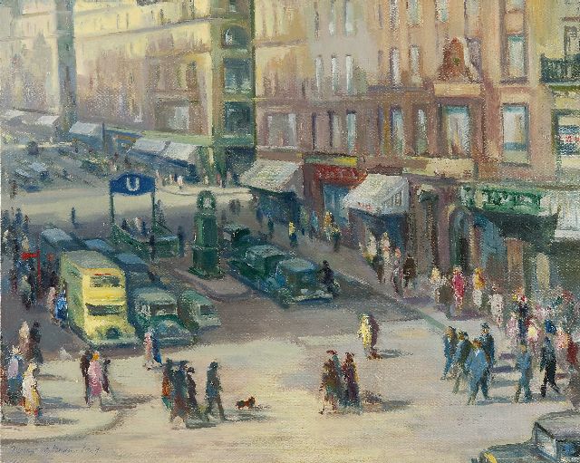 Wilhelm Wagner | De Friedrichstrasse in Berlijn, olieverf op doek, 40,3 x 50,3 cm, gesigneerd l.o. en met stempel van de schilder  op spieraam en gedateerd 'Berlin, 1929'