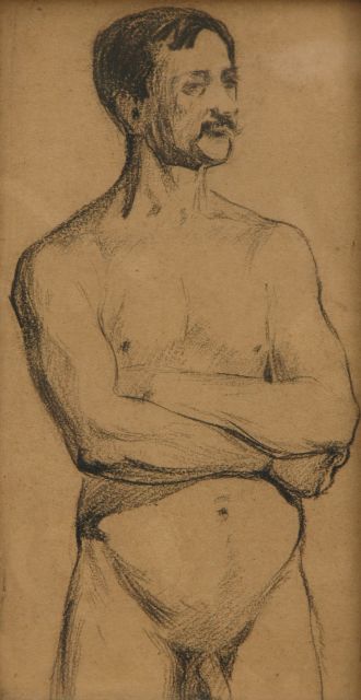 Heijenbrock J.C.H.  | Nude study of a man, pencil on paper 21.2 x 10.9 cm