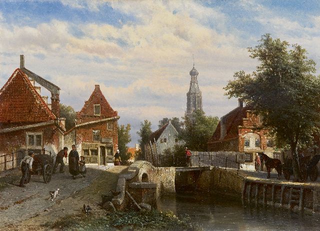 Springer C.  | A view on the Staaleversgracht in Enkhuizen, oil on panel 36.2 x 50.0 cm, signed l.l. and dated 1866