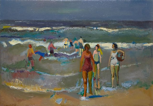 Harrie Kuijten | Figures on a beach, oil on canvas, 44.4 x 64.8 cm, signed l.l.