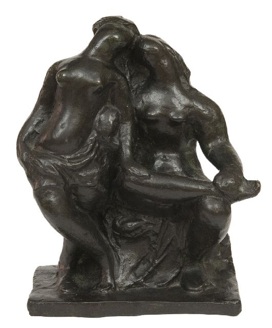 Charlotte van Pallandt | Two girlfriends, bronze, 21.9 x 18.6 cm, signed on the side of the base and executed ca. 1941