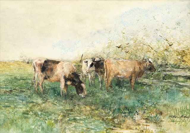 Willem Maris | Grazing cattle, watercolour and gouache on paper, 41.4 x 57.8 cm, signed l.r.