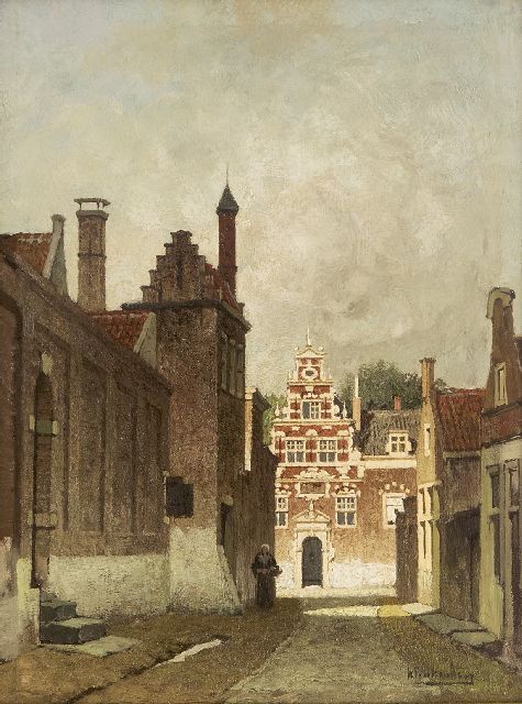 Karel Klinkenberg | A city view in summer (possibly Delft), oil on panel, 33.0 x 24.7 cm, signed l.r.