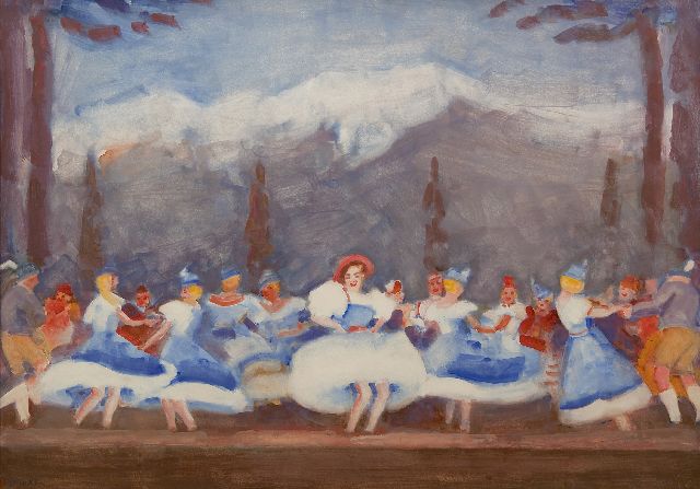 Kees Maks | Tiroler ballet at the Bouwmeester Revue, gouache on paper, 48.0 x 68.0 cm, signed l.l. and painted ca. 1938