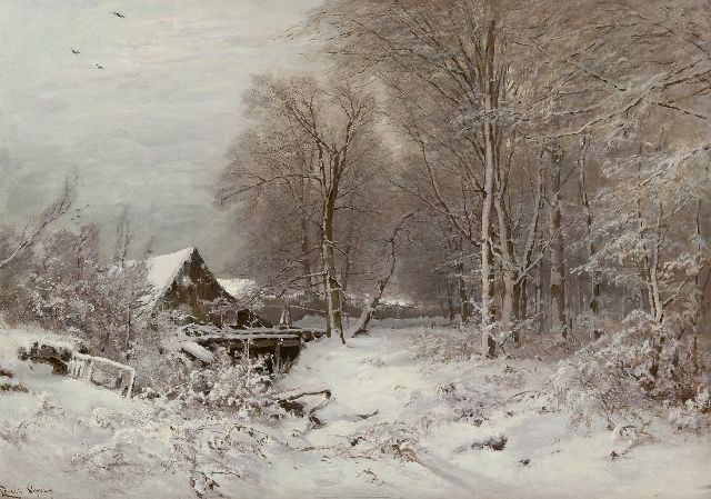 Apol L.F.H.  | Cottage in snowy landscape, oil on canvas 80.0 x 112.2 cm, signed l.l.