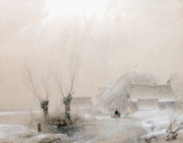 Schelfhout A.  | A winter landscape, watercolour on paper 16.6 x 20.9 cm, signed l.l.