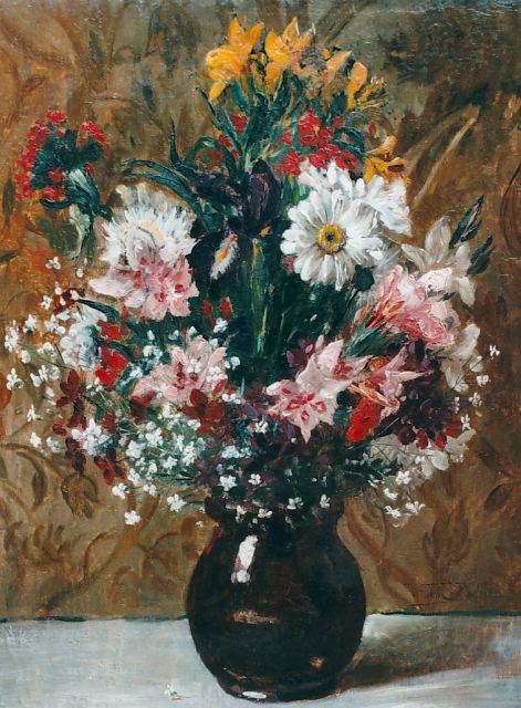 Roelofs jr. W.E.  | Bunch of wildflowers, oil on panel 49.5 x 37.1 cm, signed l.r.