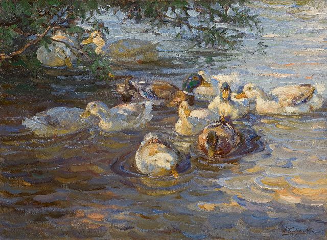 Tiedjen C.F.M.W.  | Ducks in a pond, oil on canvas 60.0 x 80.0 cm, signed l.r. and dated '07