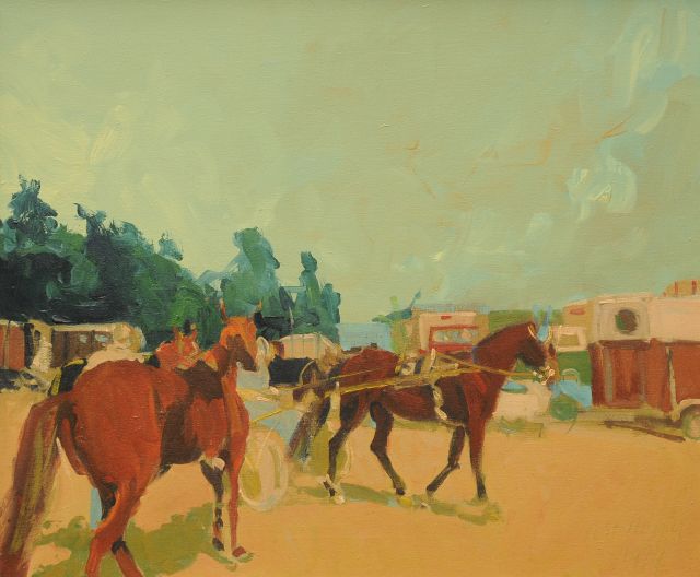 Meyer G.  | At the racetrack, oil on canvas 50.4 x 60.4 cm, signed l.r. and dated 1979