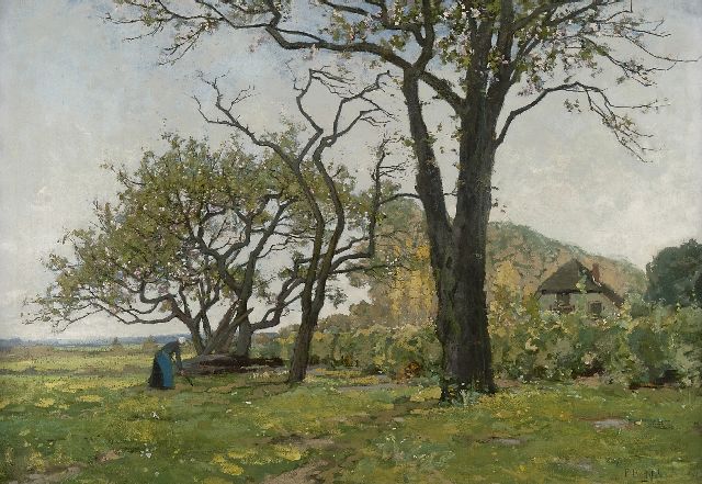 Bodifée J.P.P.  | Landscape with blossom trees near Deventer, oil on canvas 70.4 x 100.2 cm, signed l.r.