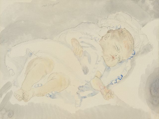 Jan Sluijters | Sleeping baby, pencil and watercolour on paper, 46.5 x 58.5 cm, signed u.l.
