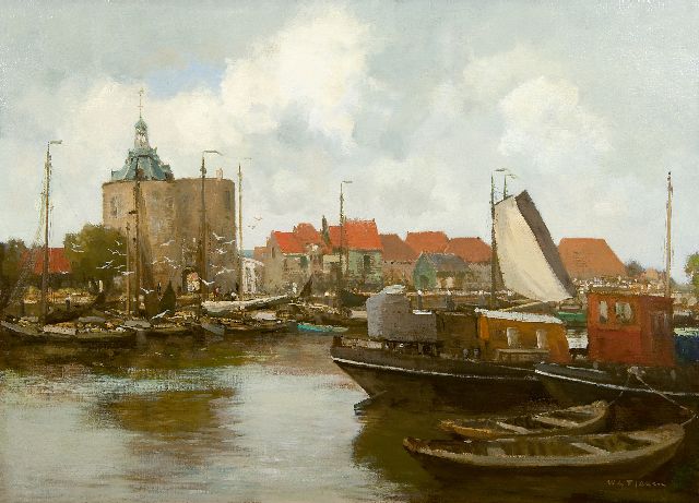 Jansen W.G.F.  | The harbour of Enkhuizen with the Drommedaris tower, oil on canvas 71.8 x 99.3 cm, signed l.r.