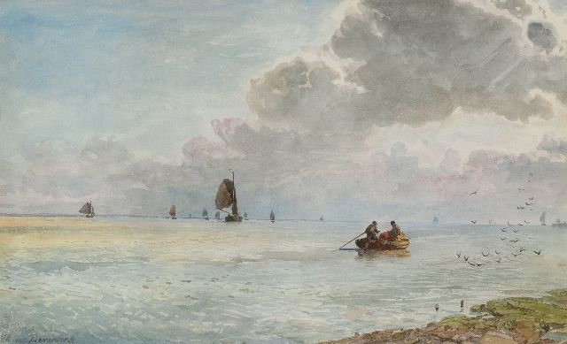 Deventer W.A. van | Shipping off the coast, watercolour on paper 35.6 x 58.5 cm, signed l.l.