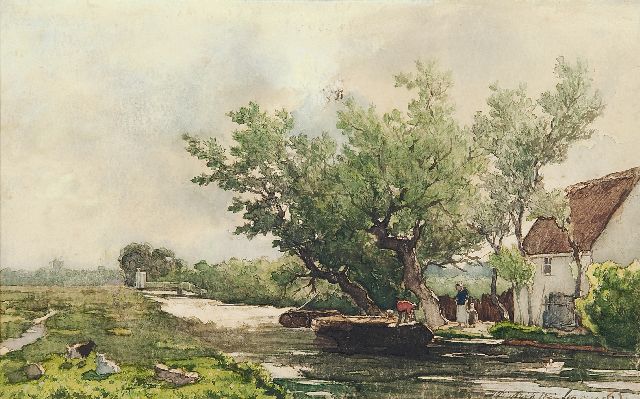 Jan Hendrik Weissenbruch | Canal along the Benoordenhoutseweg near The Hague, watercolour on paper, 17.6 x 28.1 cm, signed l.r.