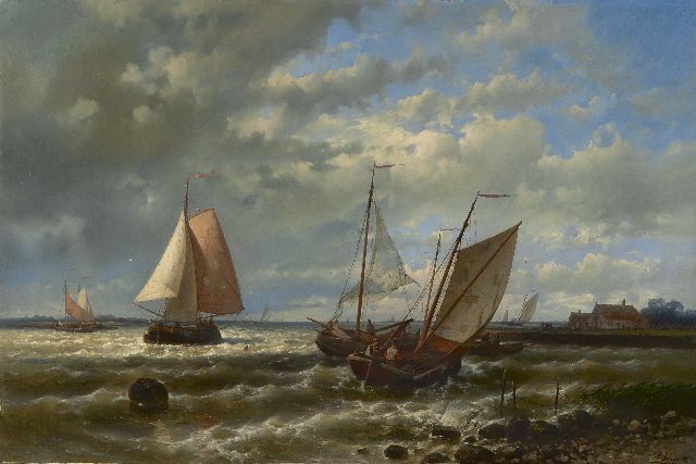 Abraham Hulk | At choppy waters, oil on canvas, 56.7 x 86.2 cm, signed l.r.