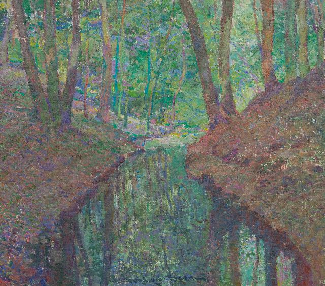 Hessel de Boer | A forest creek, oil on canvas, 45.1 x 50.0 cm, signed l.m.