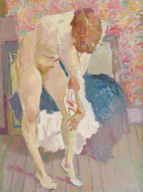 Boer H. de | Bending nude, oil on canvas 60.3 x 45.0 cm