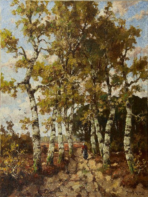 Nefkens M.J.  | A beech forest path, oil on canvas 80.2 x 60.5 cm, signed l.r. and without frame