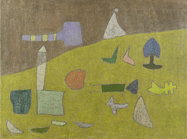 Will Leewens | Figures in a green landscape, oil on canvas, 60.1 x 80.1 cm, signed l.l.