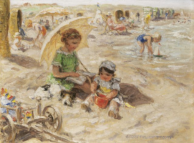 Jan Zoetelief Tromp | A day at the beach, oil on canvas, 30.0 x 40.0 cm, signed l.r. and on the reverse