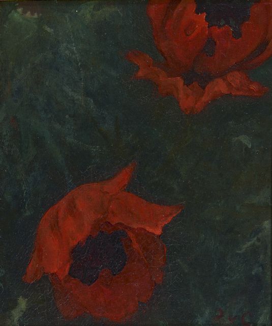 Jacobus van Looy | Poppies, oil on canvas laid down on panel, 29.8 x 25.2 cm, signed l.r. with initials and mogelijk geschilderd in de periode 1907-1930