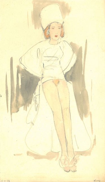 Cornelis Kloos | An elegant woman, seminude, pencil and watercolour on paper, 30.9 x 17.9 cm, signed l.r. and dated 5-4-39