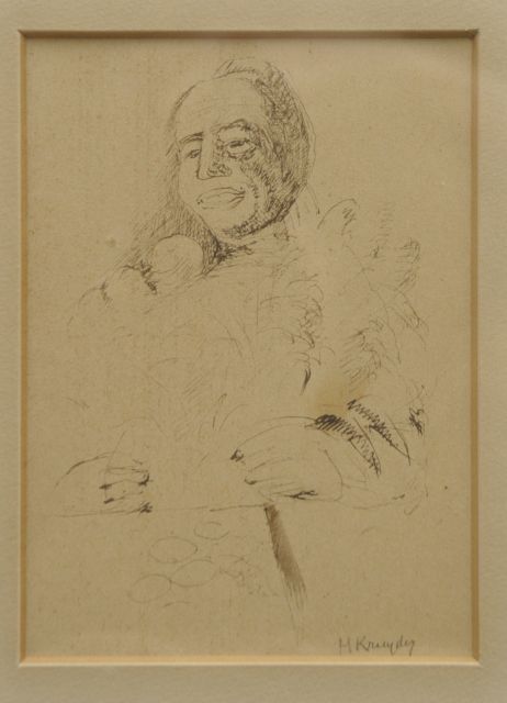 Kruyder H.J.  | A portrait of the collectioneur P.A. Regnault, pen and ink on paper 11.0 x 14.5 cm, signed l.r. and executed ca. 1932