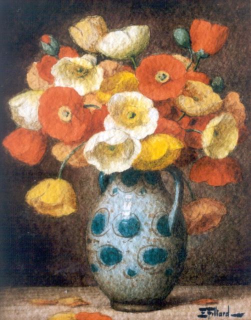 Filliard E.  | Poppies, watercolour on paper 16.7 x 13.5 cm, signed l.r.