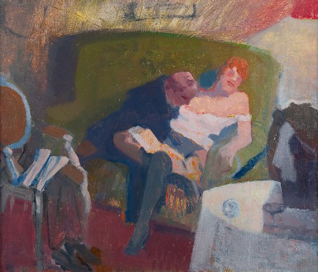 Galema A.  | A couple on a sofa, oil on canvas 53.5 x 63.3 cm