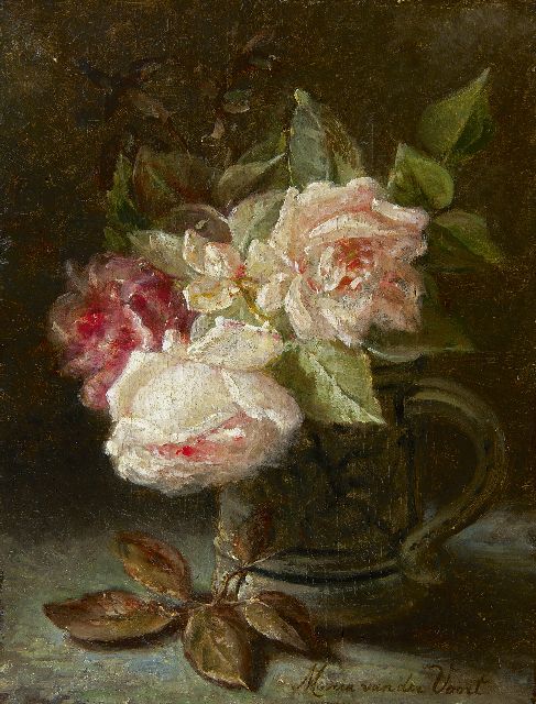 Voort in de Betouw-Nourney M. van der | Roses, oil on canvas 35.4 x 26.8 cm, signed l.r. and without frame