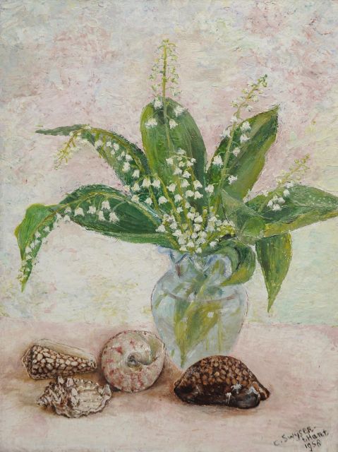 Swijser-'t Hart C.C.M.  | Still life with lilies of the valley, oil on board 37.5 cm, signed l.r. and dated 1958