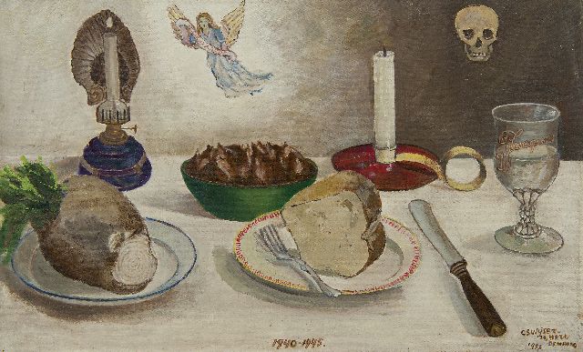 Christina Swijser-’t Hart | Dinner table 1940-1945, oil on canvas laid down on panel, 34.7 x 55.9 cm, signed l.r. and dated 'Den Haag' 1955