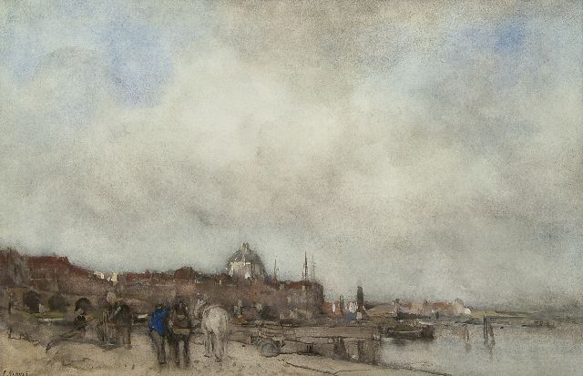 Maris J.H.  | A view of a town with a domed church, watercolour on paper 34.5 x 53.5 cm, signed l.l.