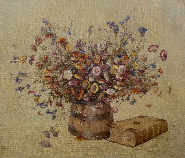 Ligtelijn E.J.  | Still life with dried flowers, oil on canvas 75.0 x 88.0 cm, signed l.r. and dated '37