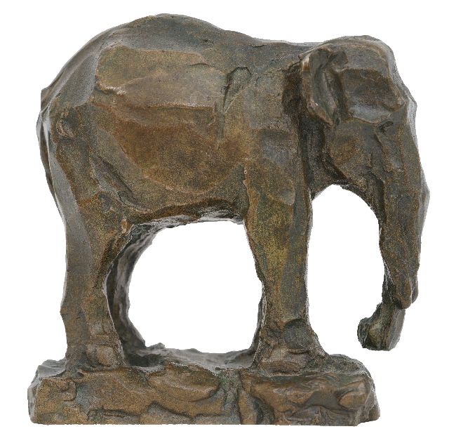 Zijl L.  | Elephant, bronze 11.0 x 11.0 cm, signed with initials on the side of the base and dated '18