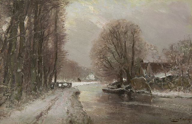 Apol L.F.H.  | River landscape in the winter, oil on panel 27.7 x 42.1 cm, signed l.r.