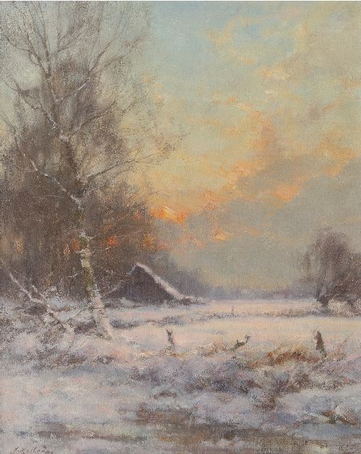Jan Holtrup | Snowy landscape, oil on canvas, 50.3 x 40.3 cm, signed l.l.